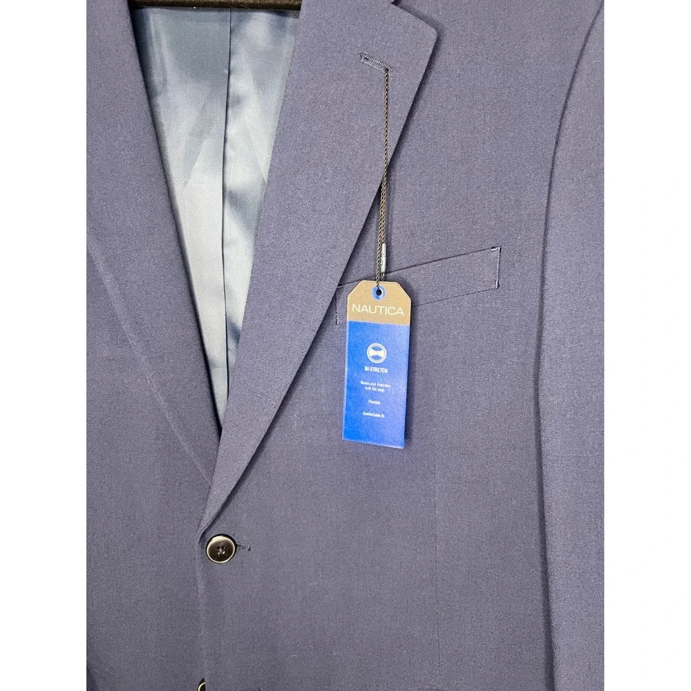 Nautica Mens Modern Fit Active Stretch Blazer Blue 44S NA000274